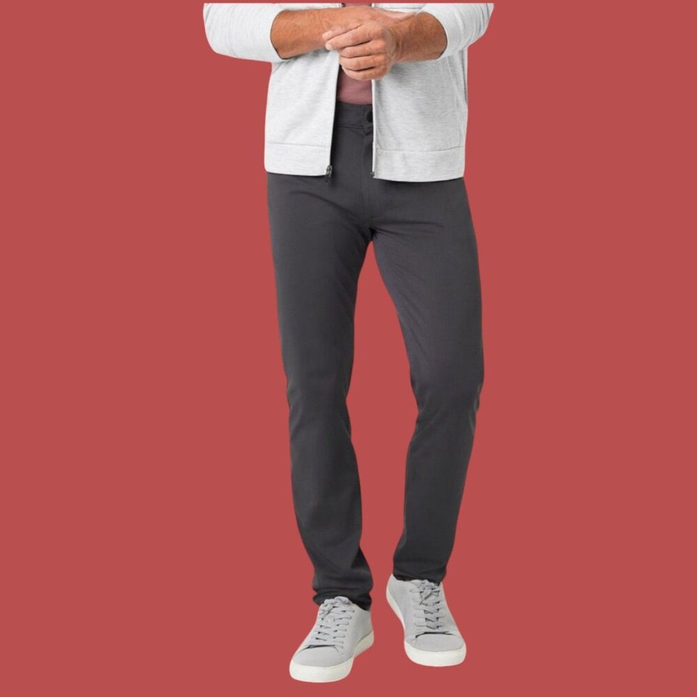 Stylus - 5 Pockets Men's Slim Fit Flat Front Pants - Gray - 30 x 30